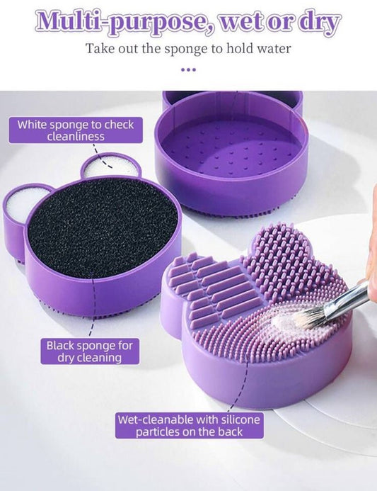 Limpiador de Brochas con Esponja y Silicona | Limpieza Profunda y Suave